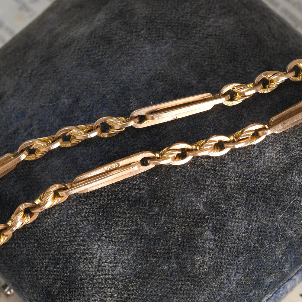Victorian Rose Gold Trombone Link Chain