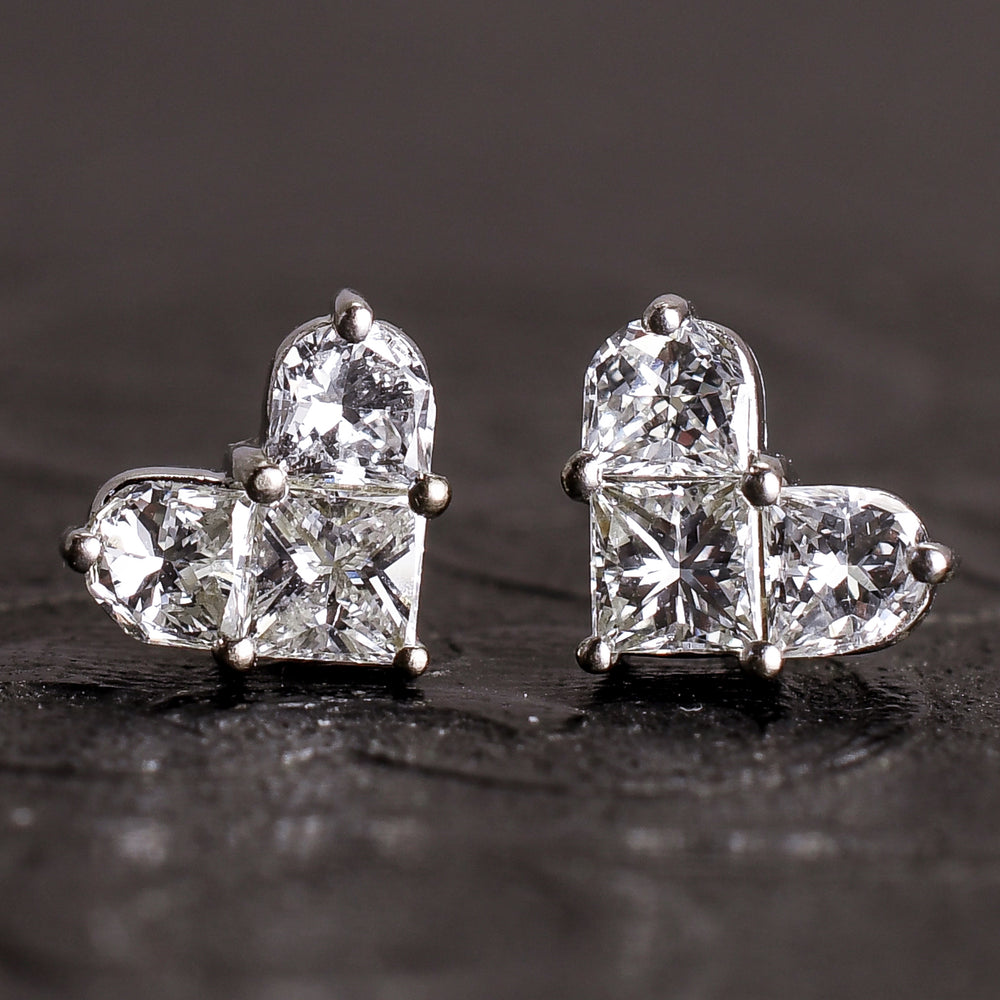 Vintage Diamond Heart Earrings