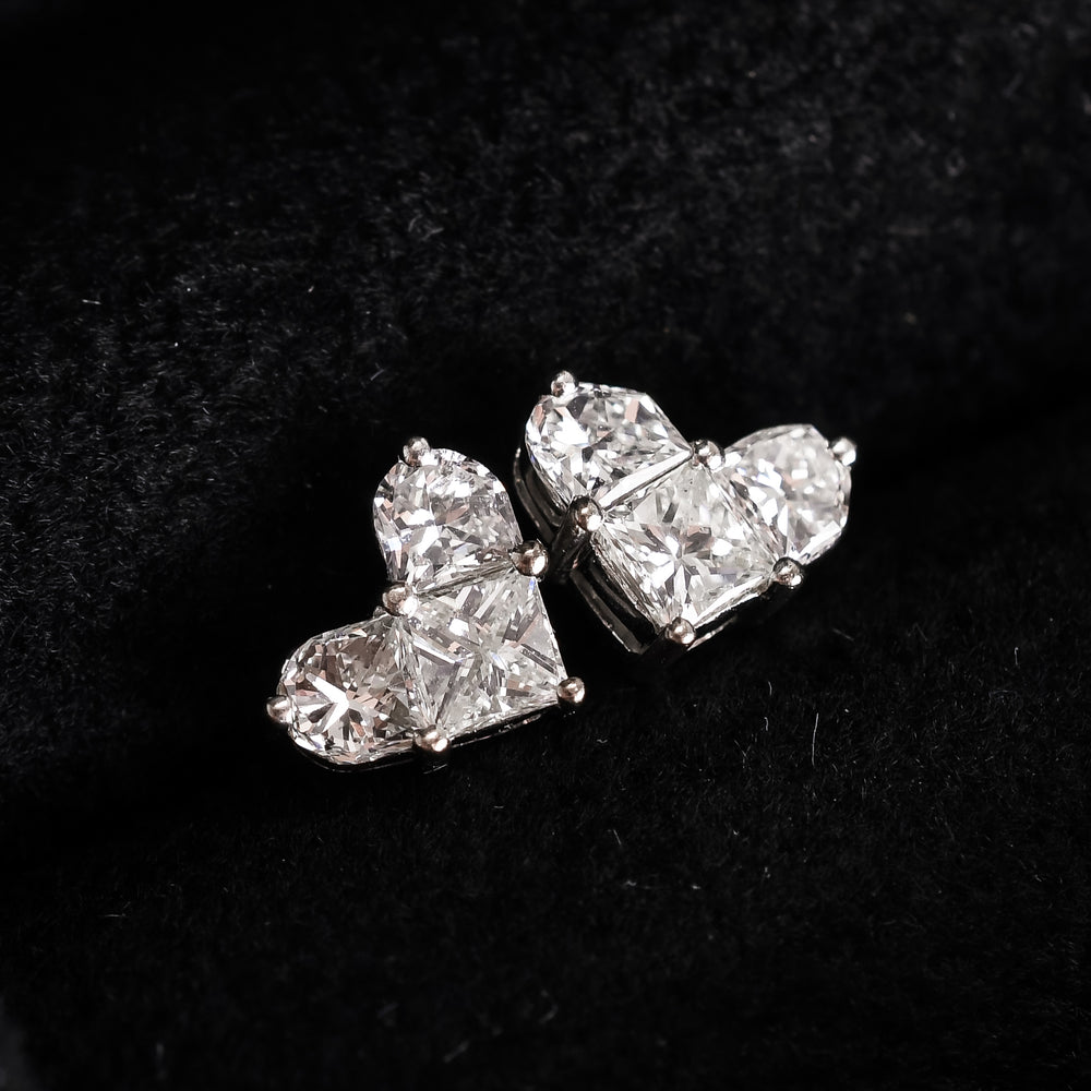 Vintage Diamond Heart Earrings