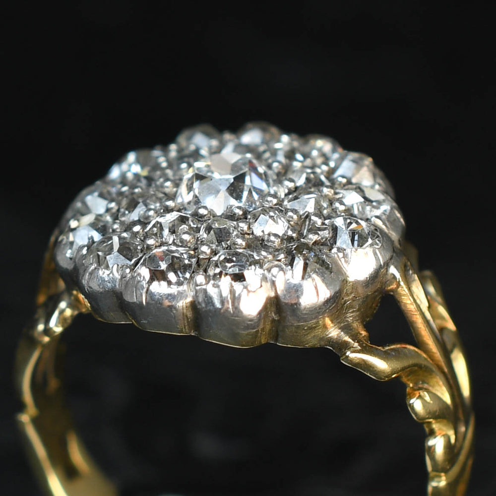 Georgian Old Cut Diamond Cobblestone Cluster Ring