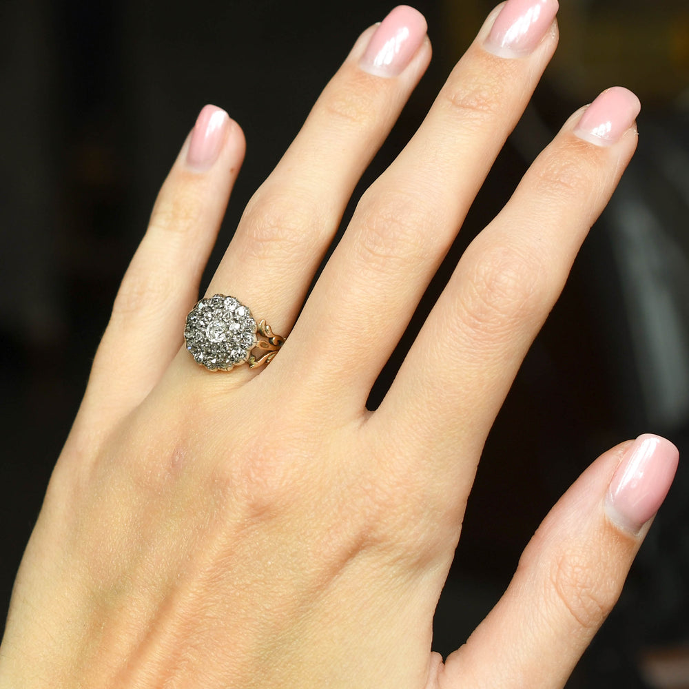 Georgian Old Cut Diamond Cobblestone Cluster Ring