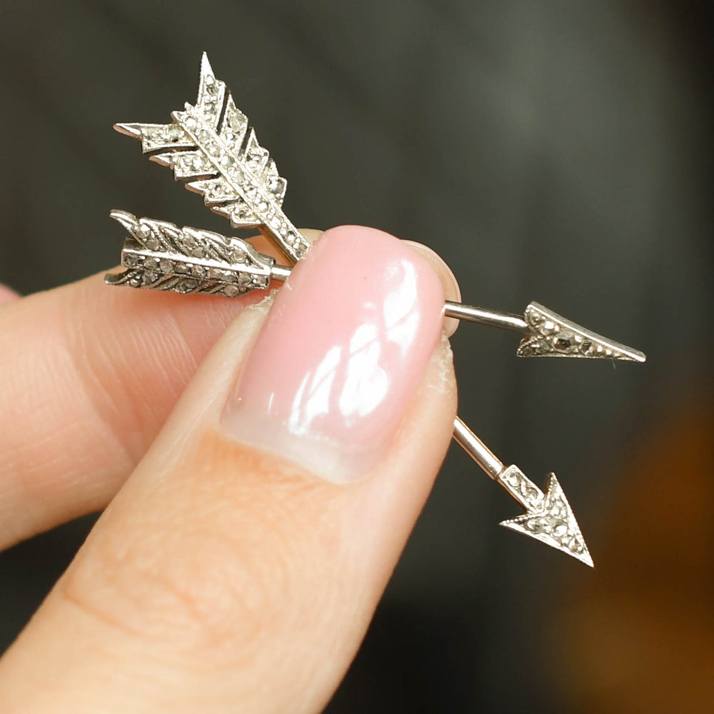 Edwardian Rose Cut Diamond Jabot Pin Pair