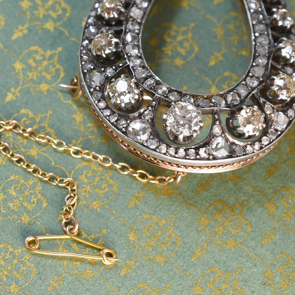 Victorian Diamond Lucky Horseshoe Brooch