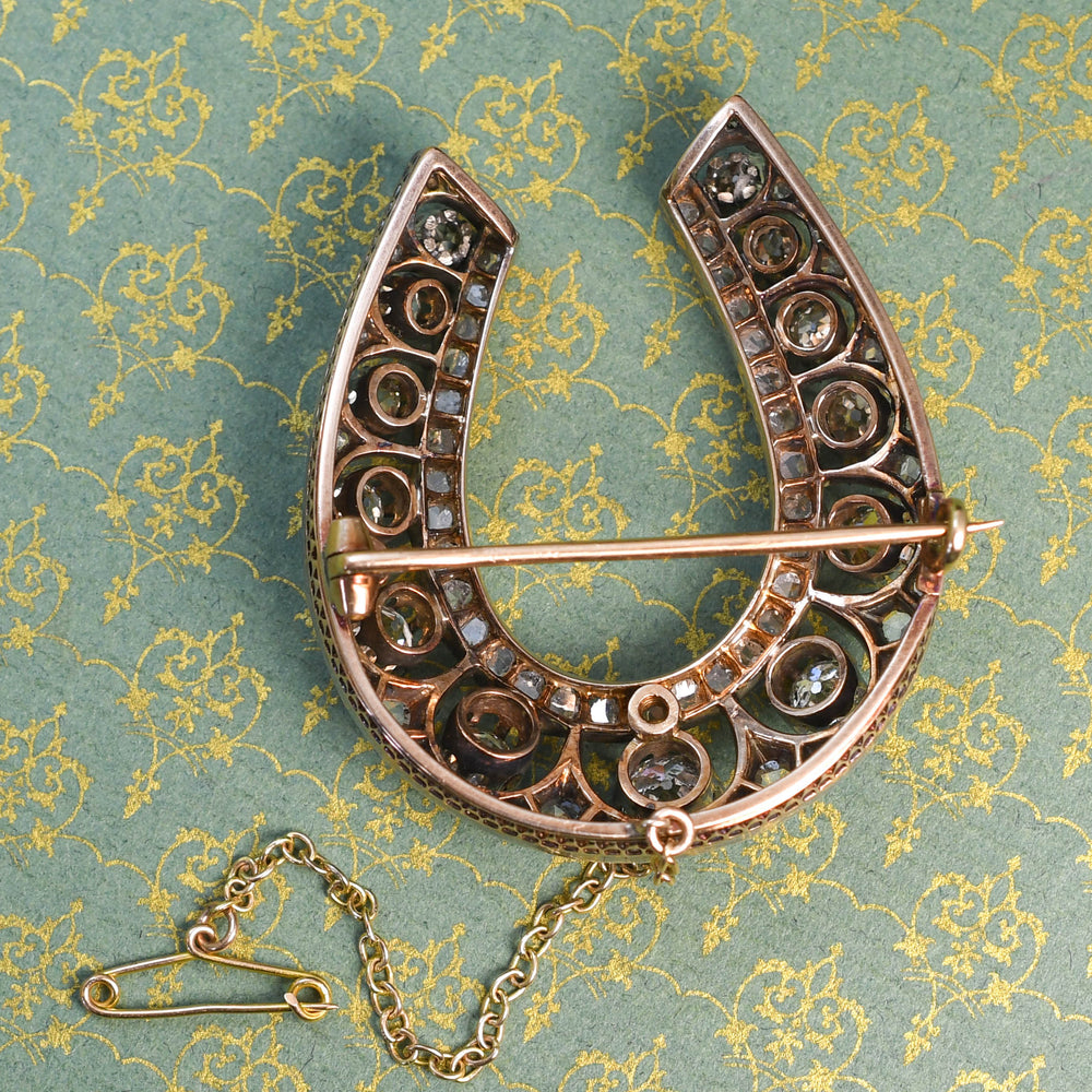 Victorian Diamond Lucky Horseshoe Brooch