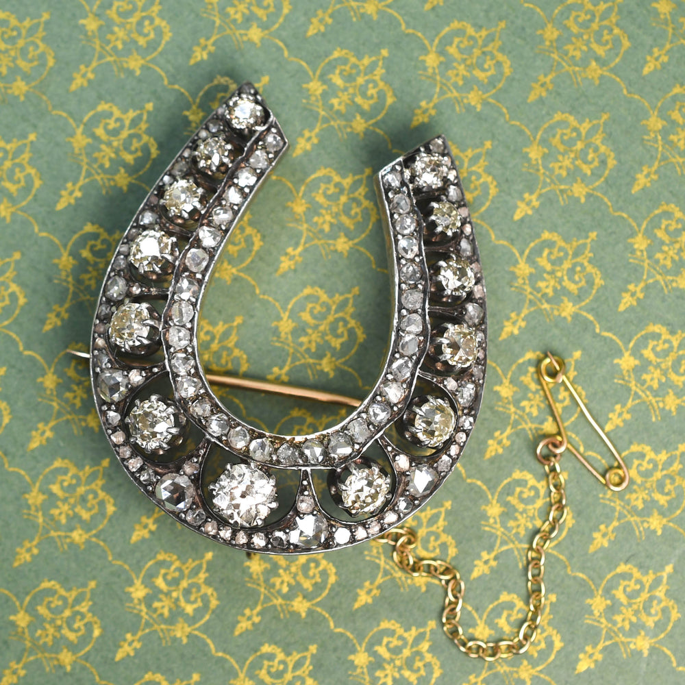 Victorian Diamond Lucky Horseshoe Brooch
