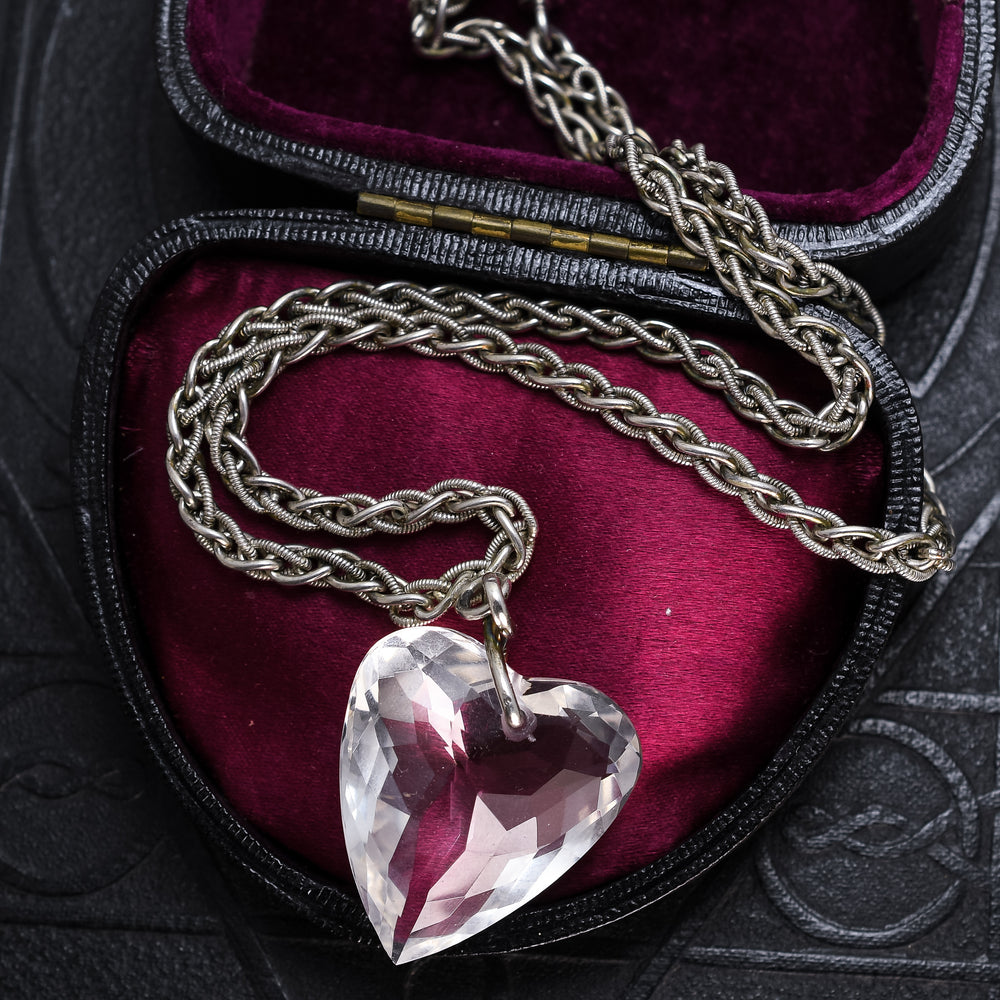 Georgian Rock Crystal Heart & Silver Chain