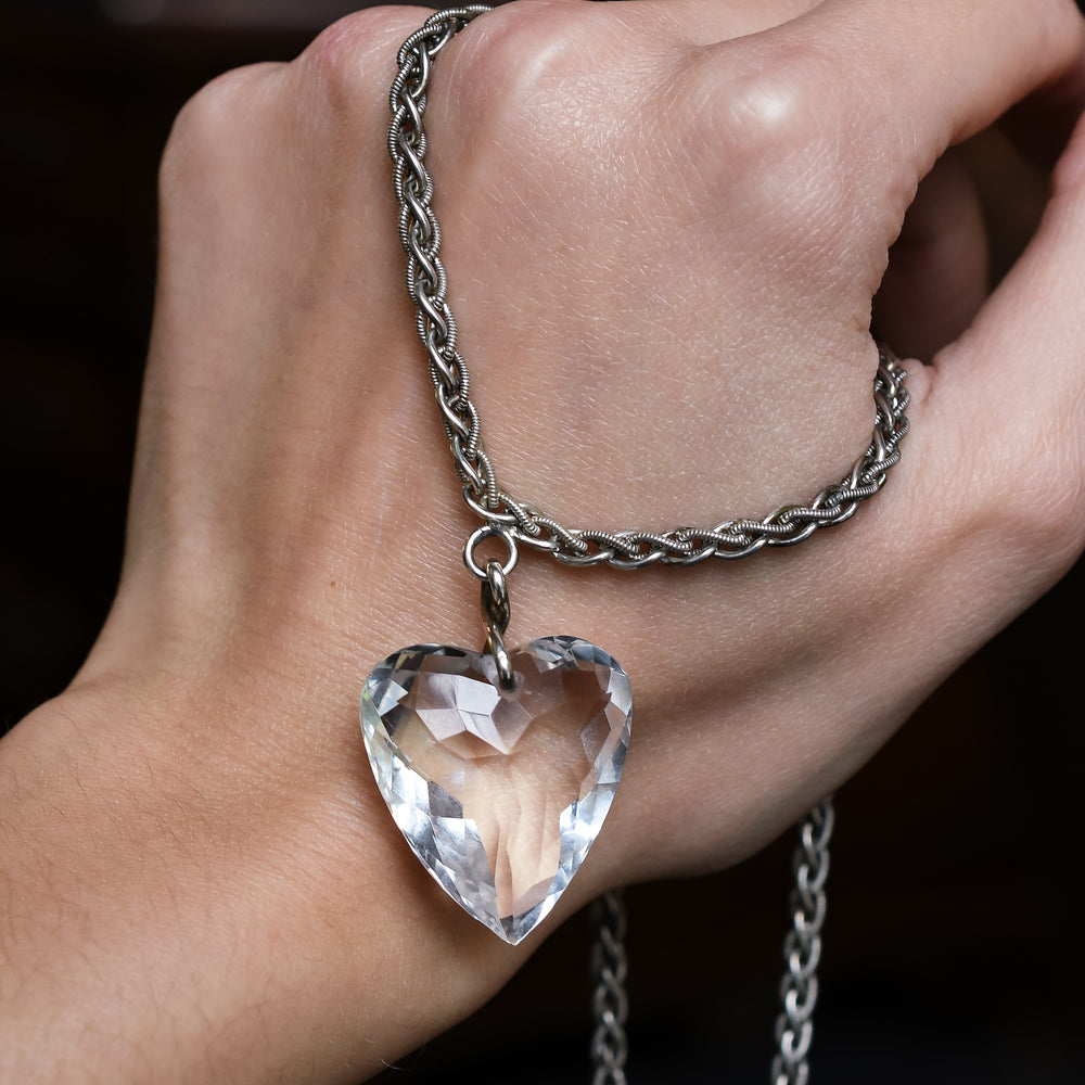 Georgian Rock Crystal Heart & Silver Chain