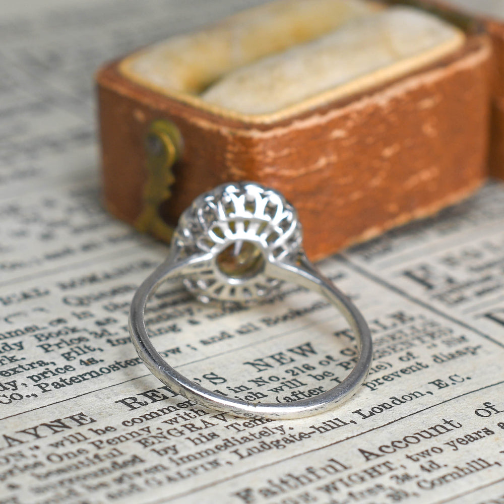 Edwardian Yellow Sapphire & Diamond Daisy Cluster Ring