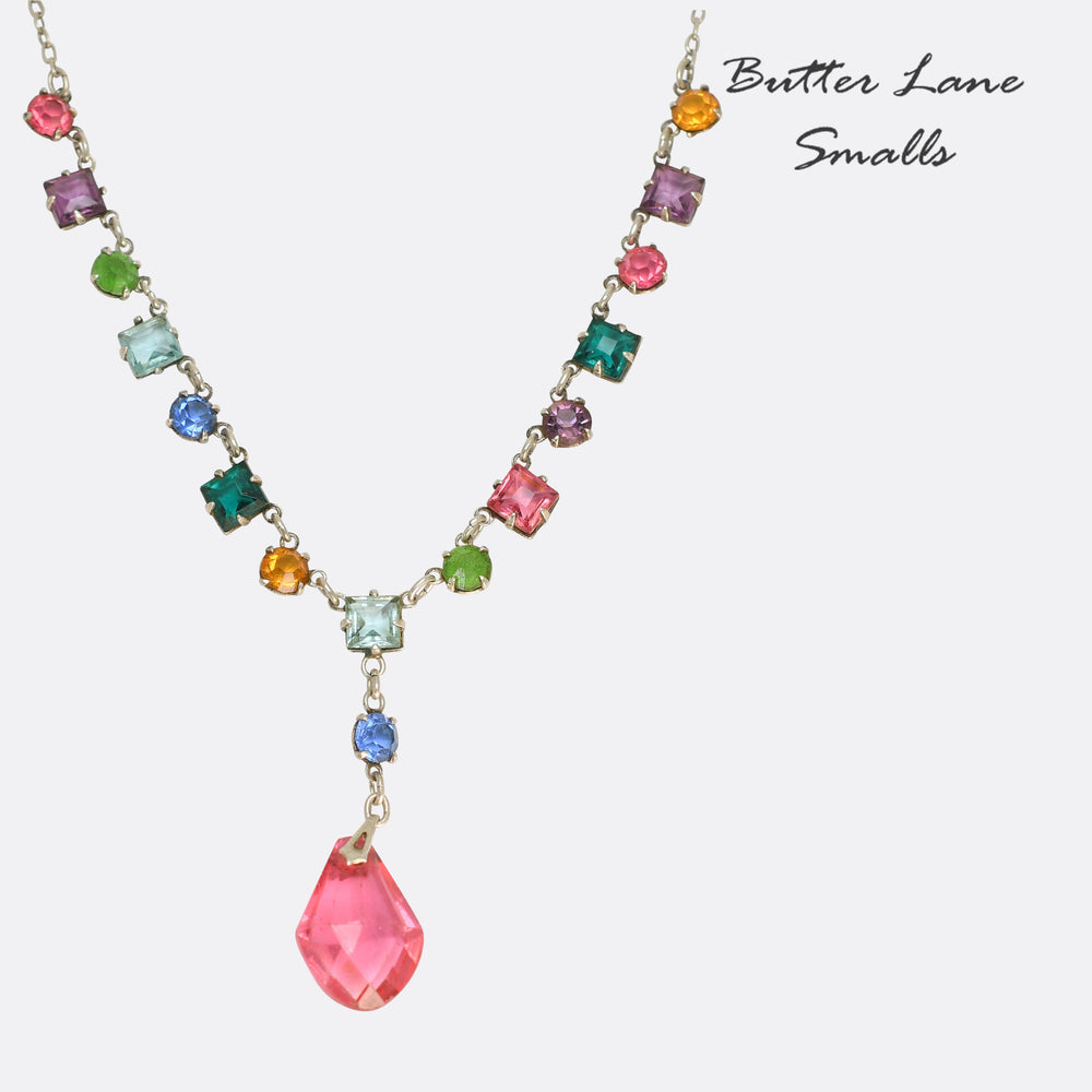 Art Deco Harlequin Paste Drop Necklace