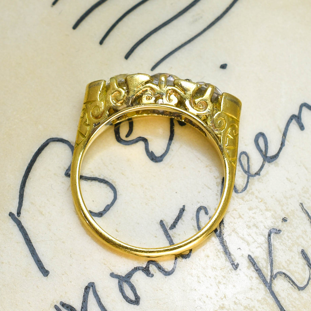 Victorian 1.4ct Diamond Trilogy Cluster Ring