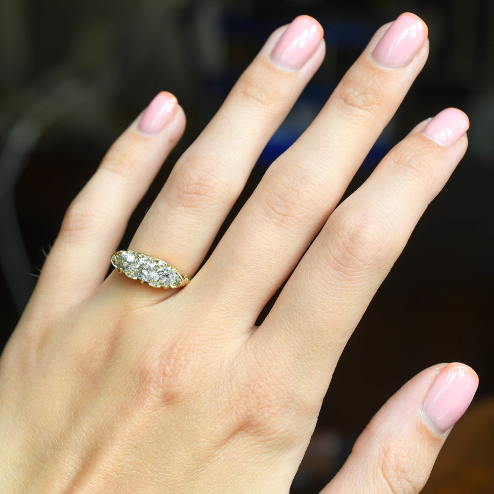 Victorian 1.4ct Diamond Trilogy Cluster Ring