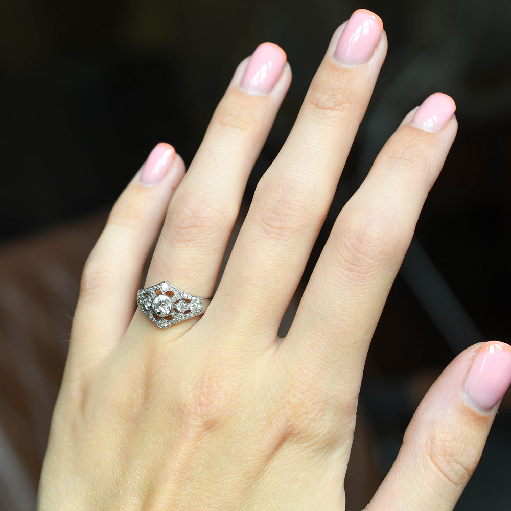 Art Deco Diamond Openwork Cluster Ring