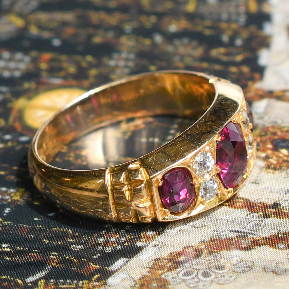 Edwardian Ruby & Diamond 18k Gold Cigar Band