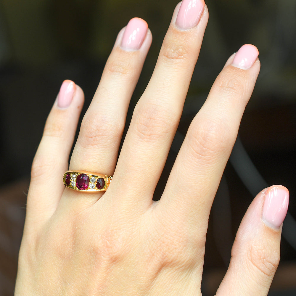 Edwardian Ruby & Diamond 18k Gold Cigar Band
