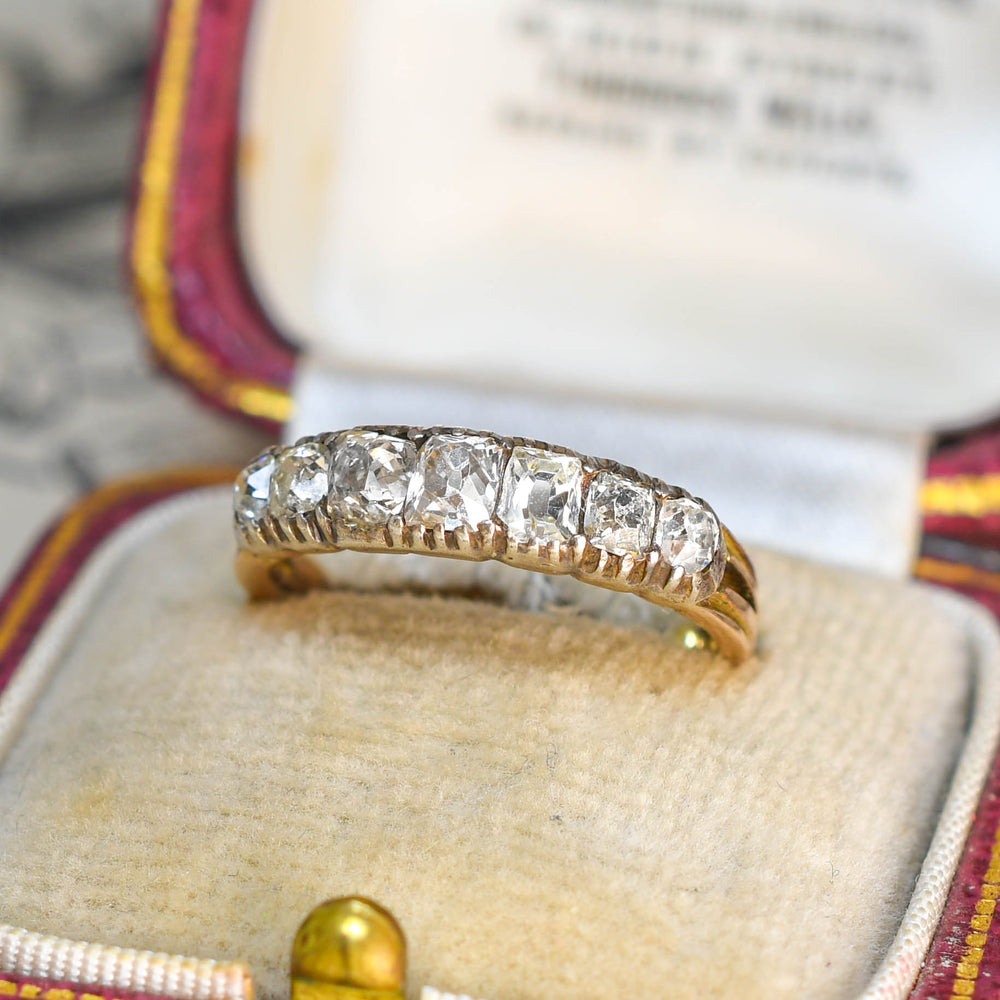 Georgian Peruzzi Cut Diamond 7-Stone Ring