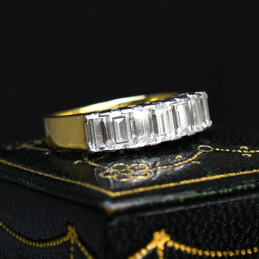 1980's Baguette Cut Diamond Half Eternity Ring