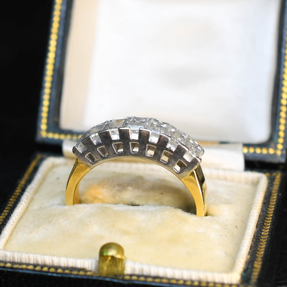 1980's Baguette Cut Diamond Half Eternity Ring