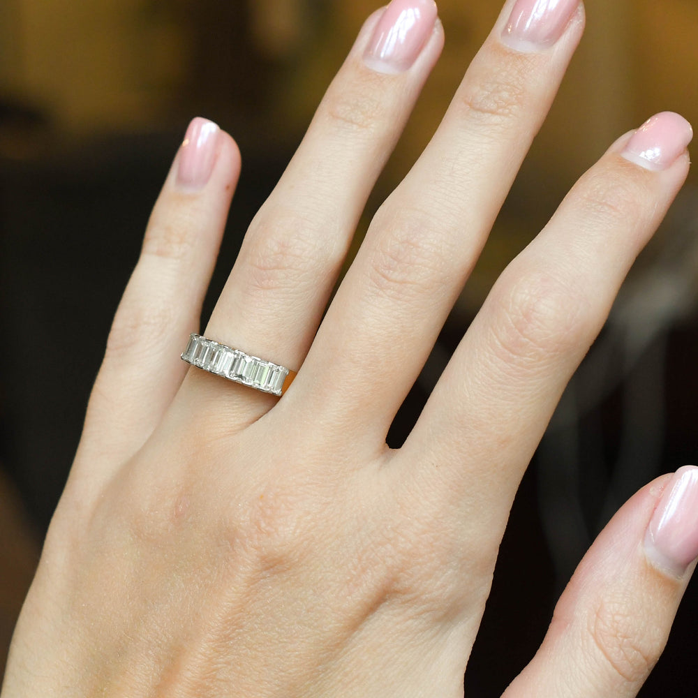 1980's Baguette Cut Diamond Half Eternity Ring