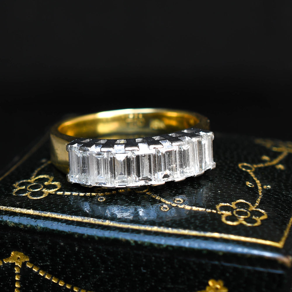 1980's Baguette Cut Diamond Half Eternity Ring
