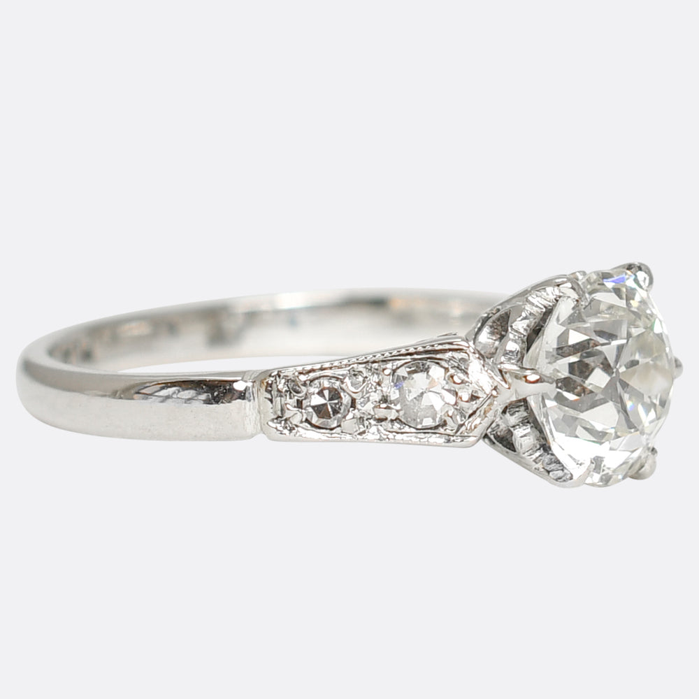 1.28ct Old Cut Diamond Solitaire Engagement Ring