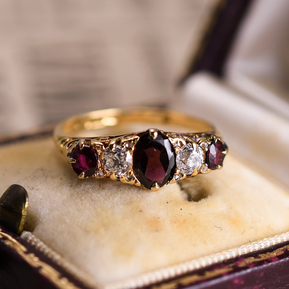 Edwardian Ruby & Diamond 5-Stone Ring