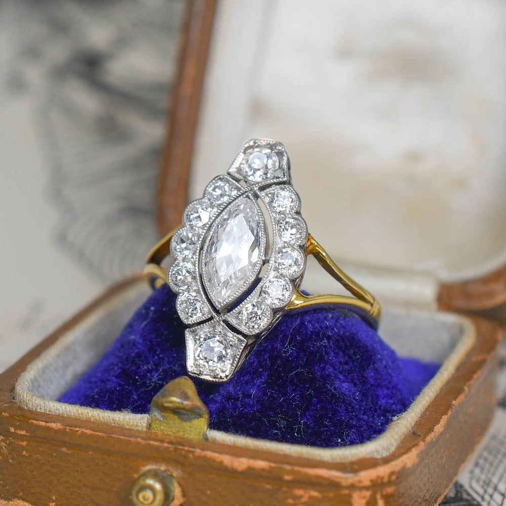 Belle Époque Marquise Diamond Open Work Ring