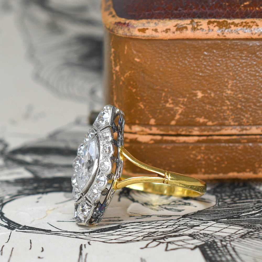 Belle Époque Marquise Diamond Open Work Ring