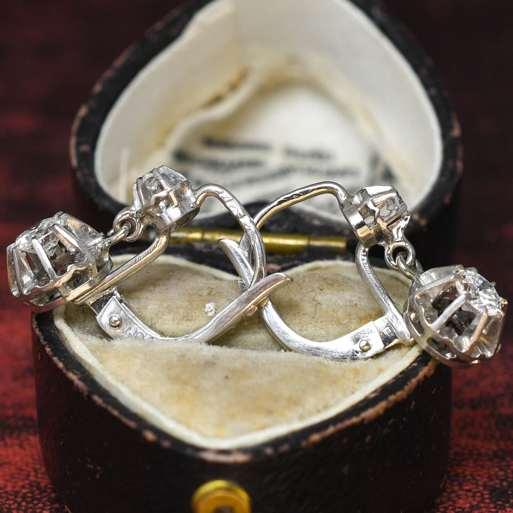 Antique French Diamond Drop Earrings