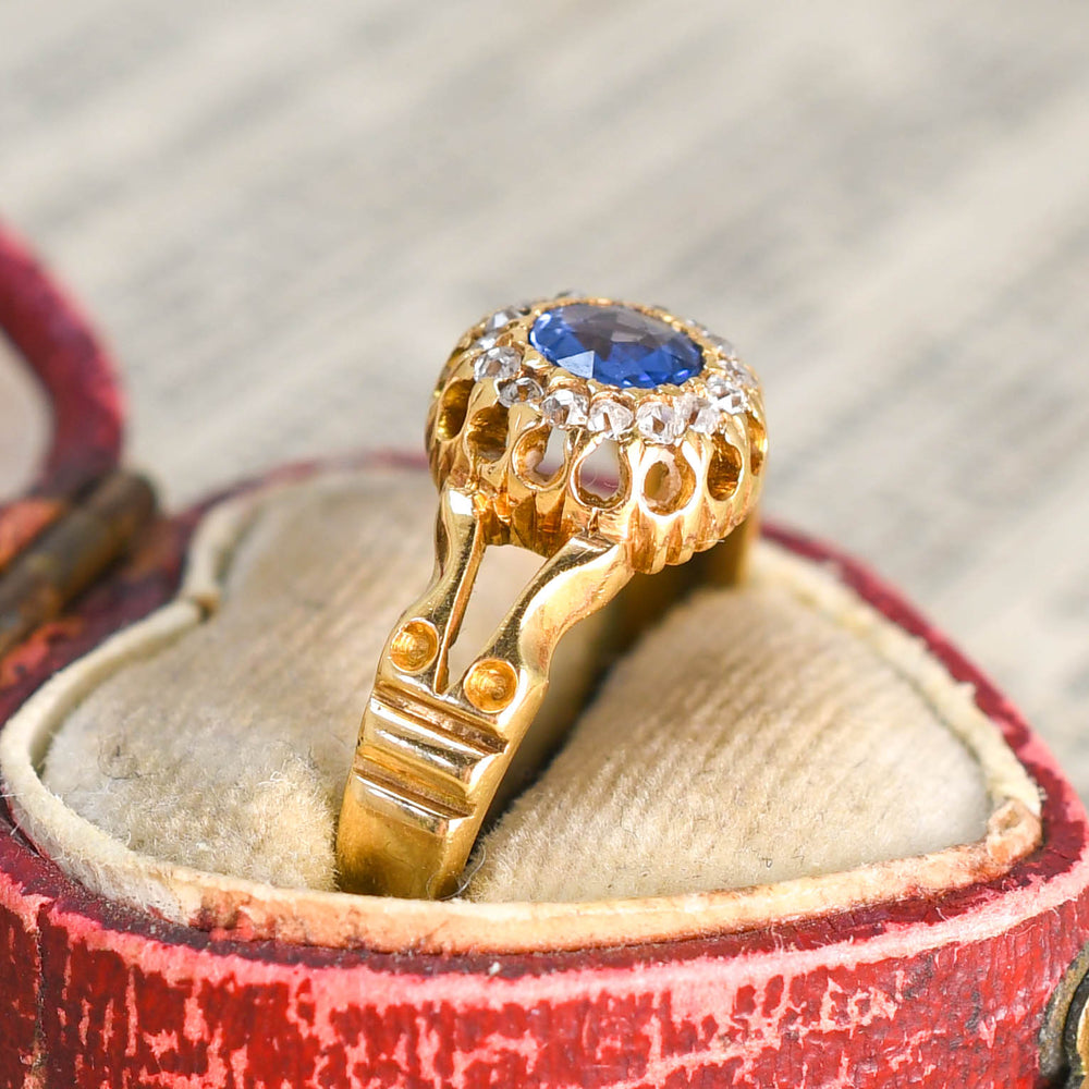 Victorian Sapphire & Diamond Cluster Ring
