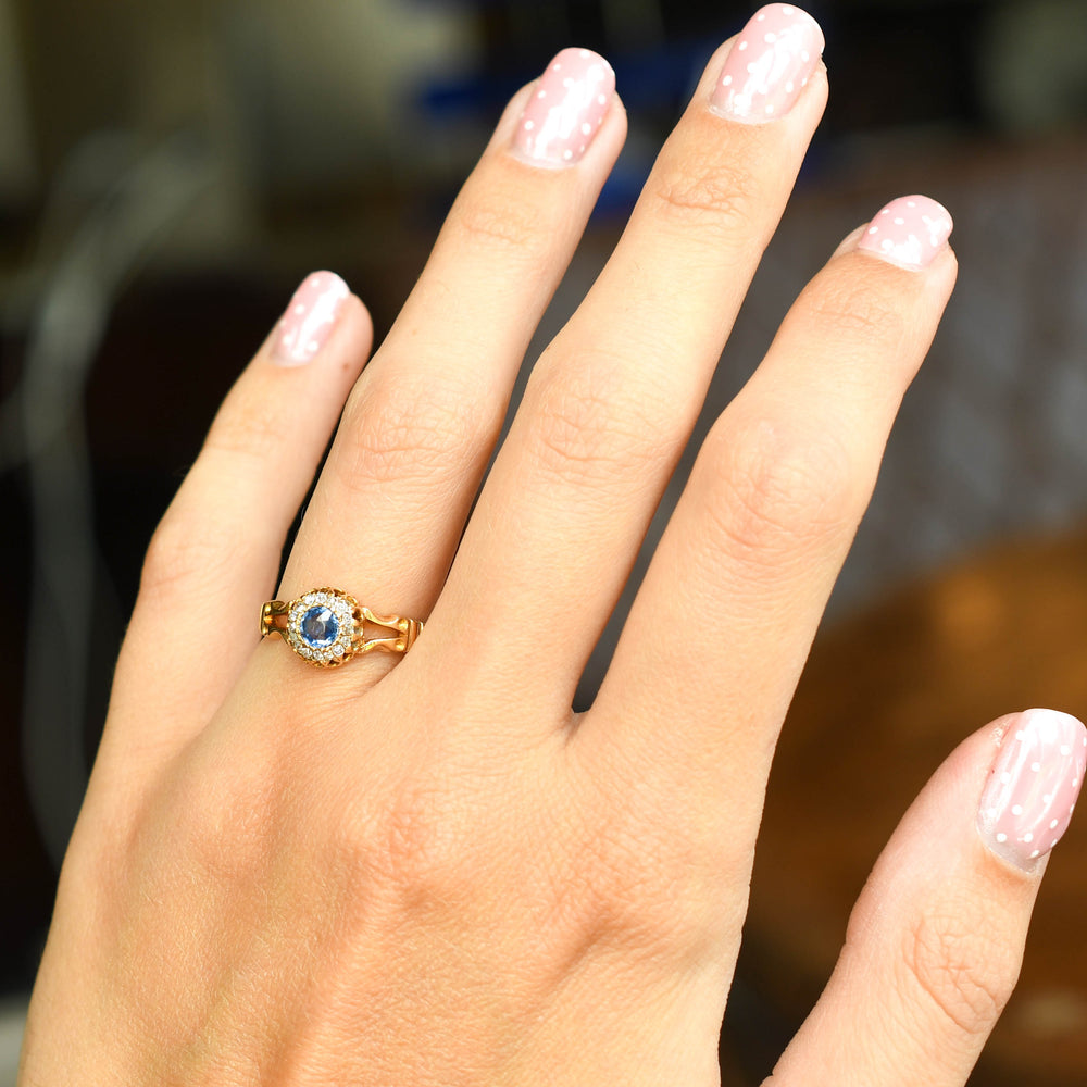Victorian Sapphire & Diamond Cluster Ring