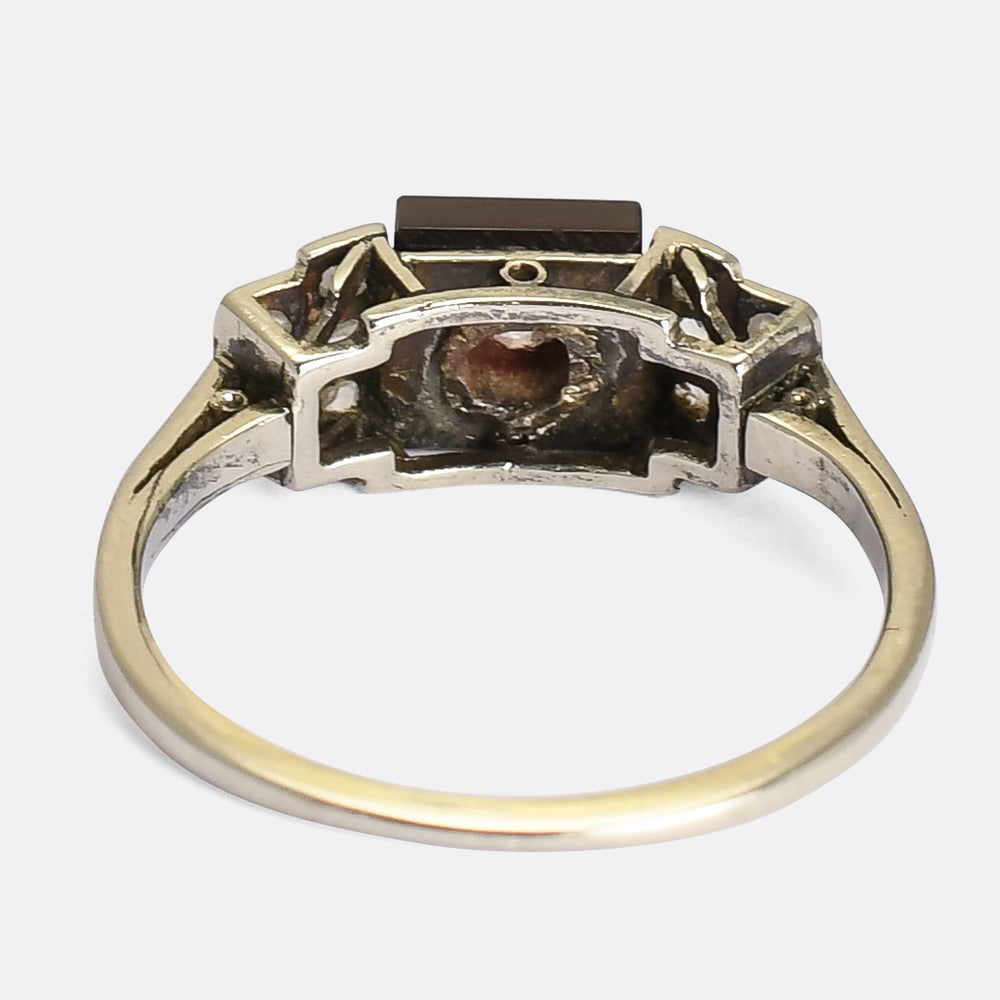 Art Deco Diamond & Onyx Engagement Ring