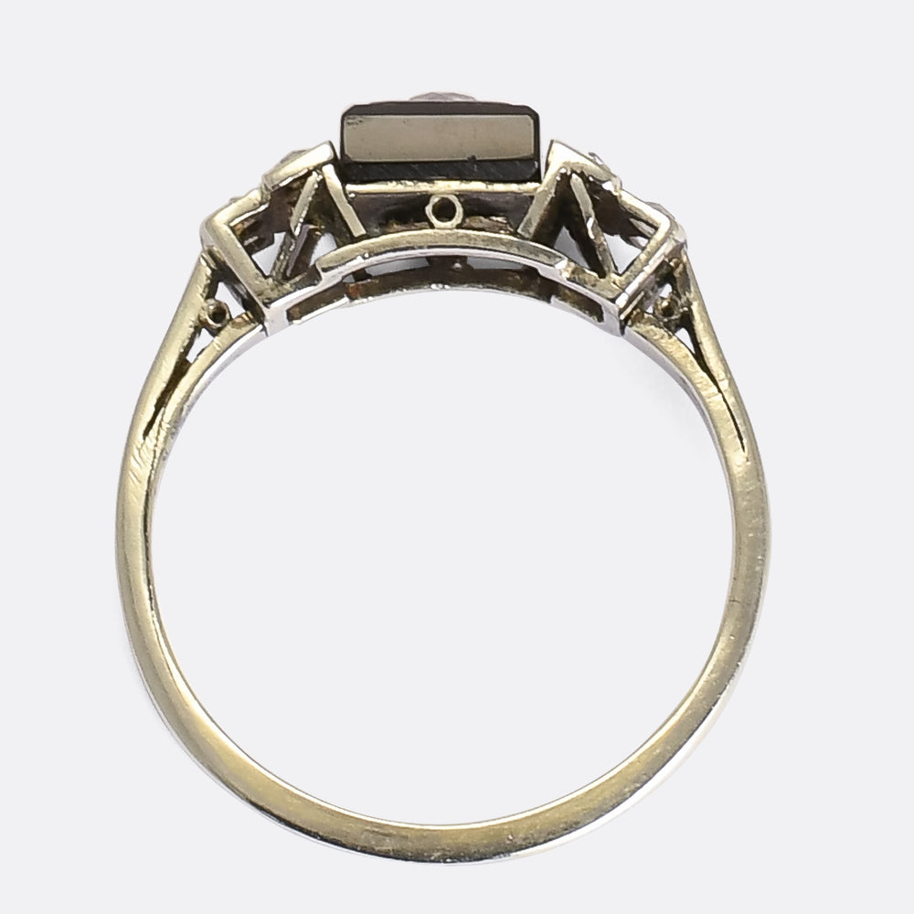 Art Deco Diamond & Onyx Engagement Ring