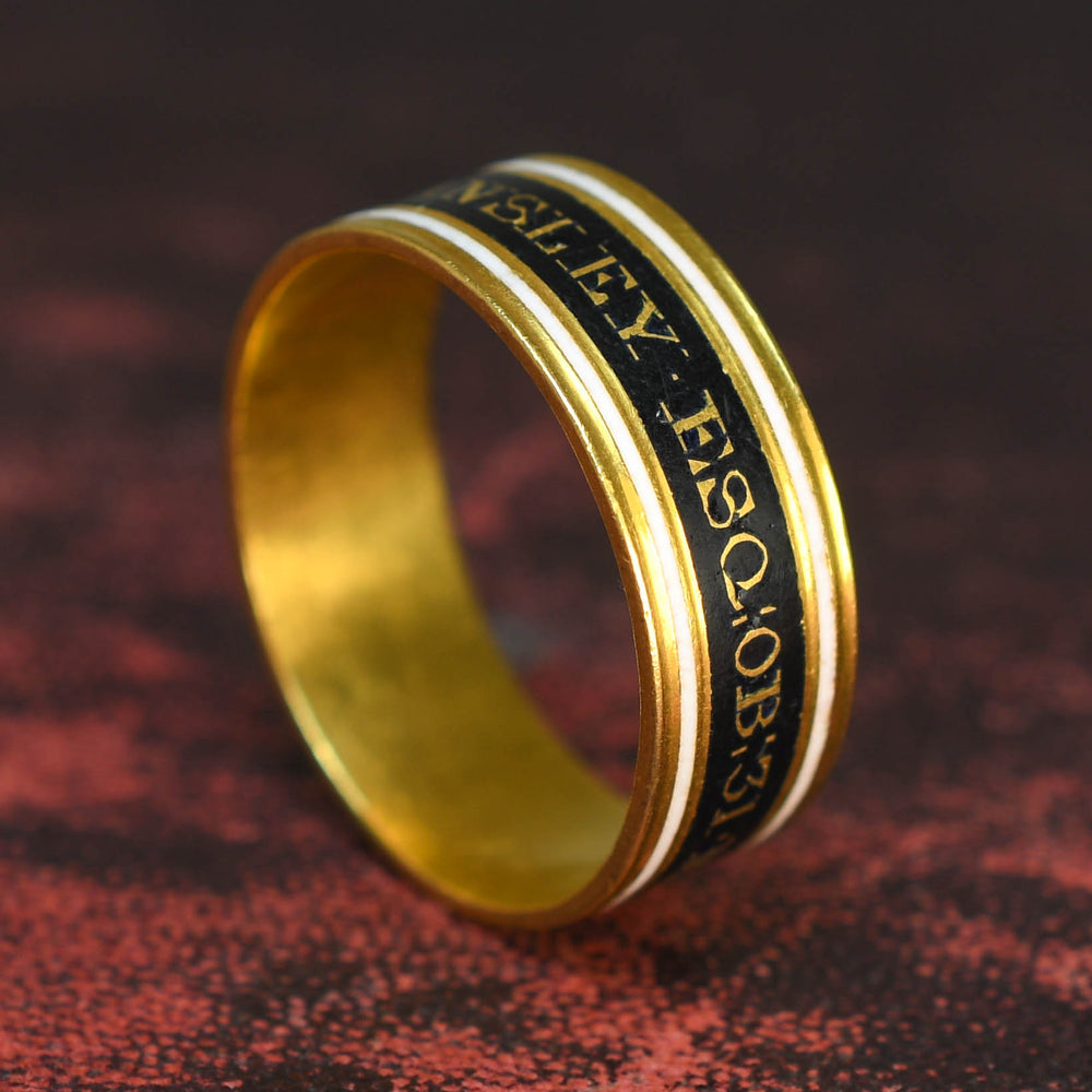 Georgian 18k Gold & Enamel Memorial Ring