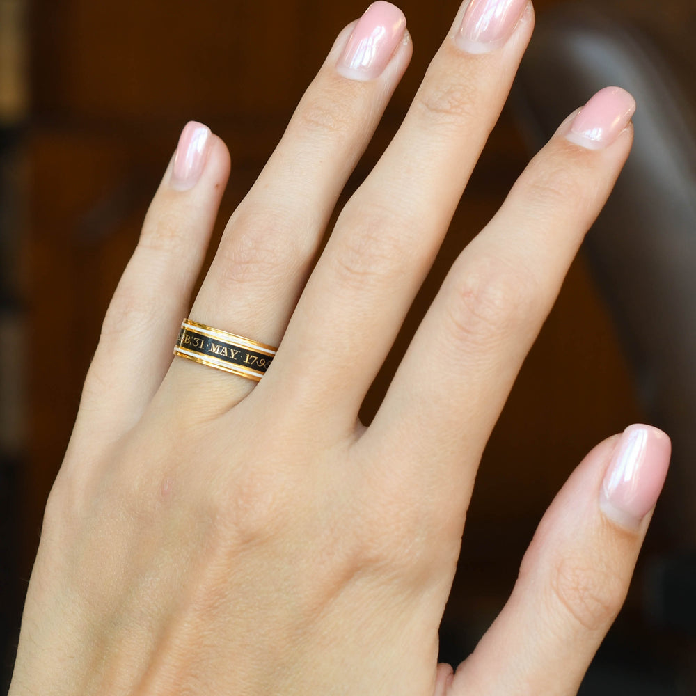 Georgian 18k Gold & Enamel Memorial Ring