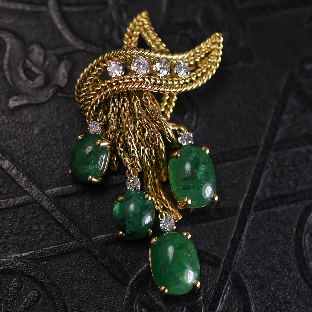 Vintage Cartier Emerald Diamond Tassel Brooch