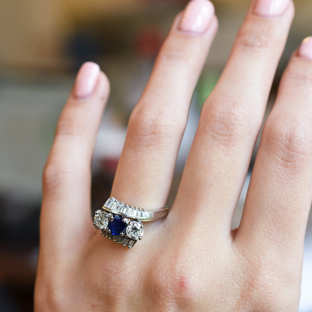 Vintage Sapphire & Diamond Trilogy Ring