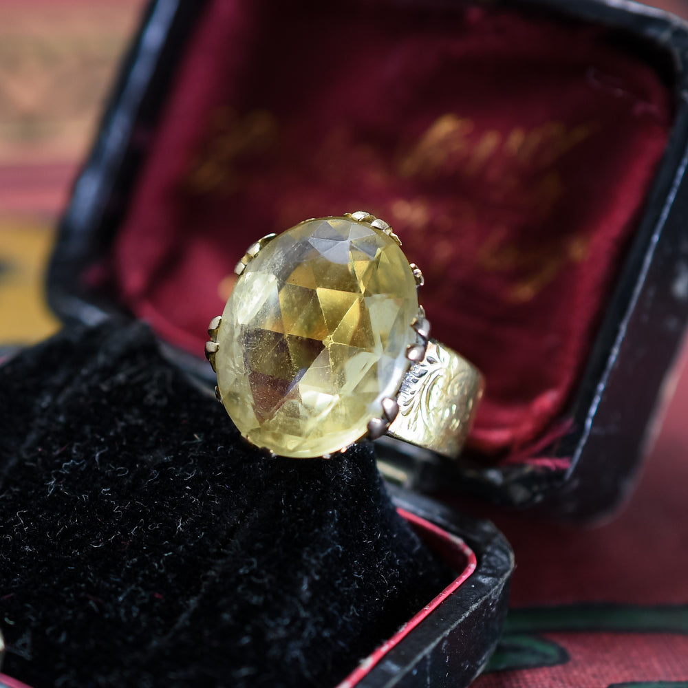Mid Victorian Citrine Cocktail Ring