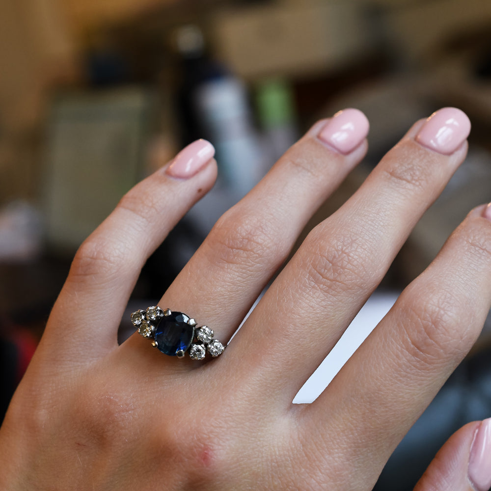 Art Deco Sapphire & Diamond Cocktail Ring