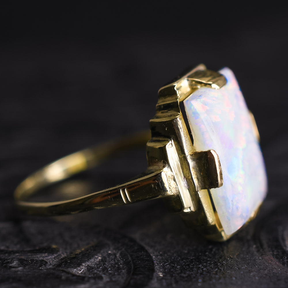 Art Deco Opal Solitaire Ring