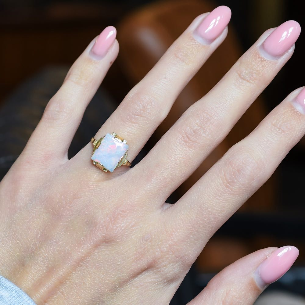 Art Deco Opal Solitaire Ring