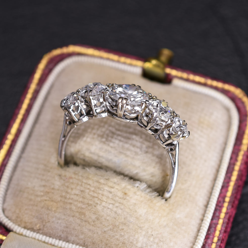 Art Deco 3.4ct Diamond 5-Stone Half-Hoop Ring