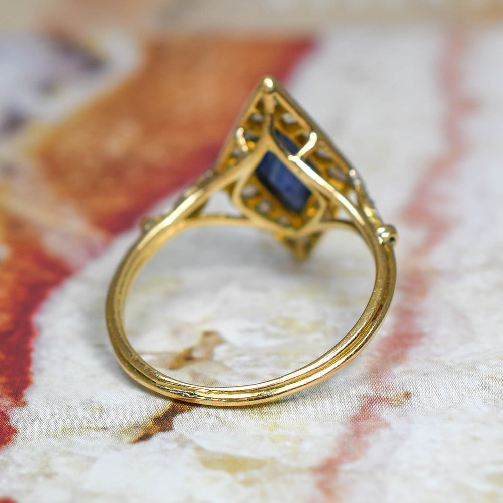 Edwardian 1.1ct Sapphire & Rose Cut Diamond Cluster Ring