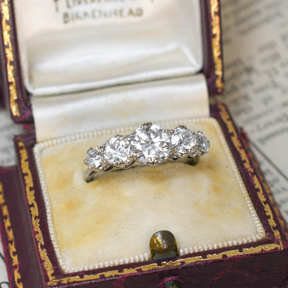Art Deco 3.4ct Diamond 5-Stone Half-Hoop Ring