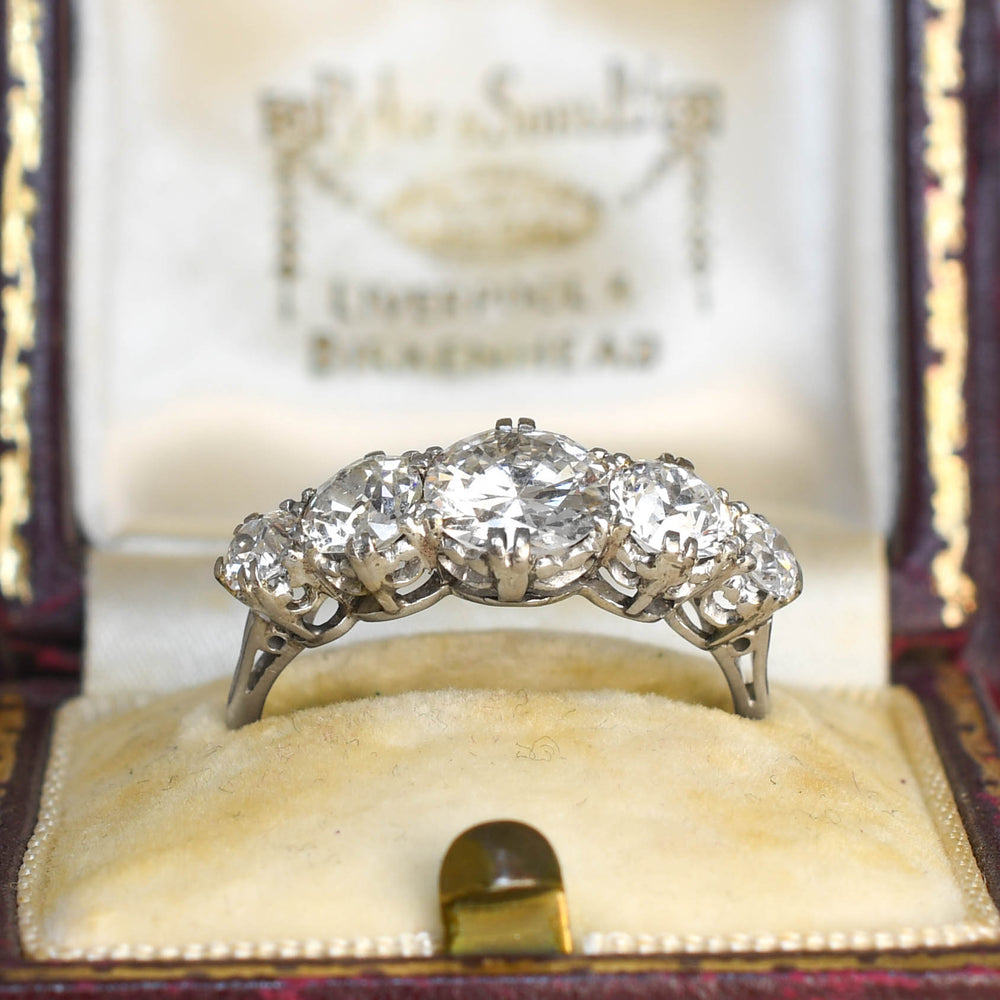 Art Deco 3.4ct Diamond 5-Stone Half-Hoop Ring