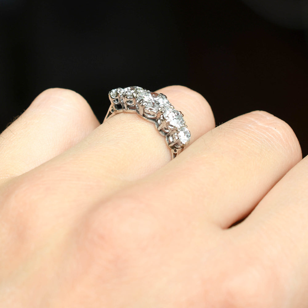 Art Deco 3.4ct Diamond 5-Stone Half-Hoop Ring