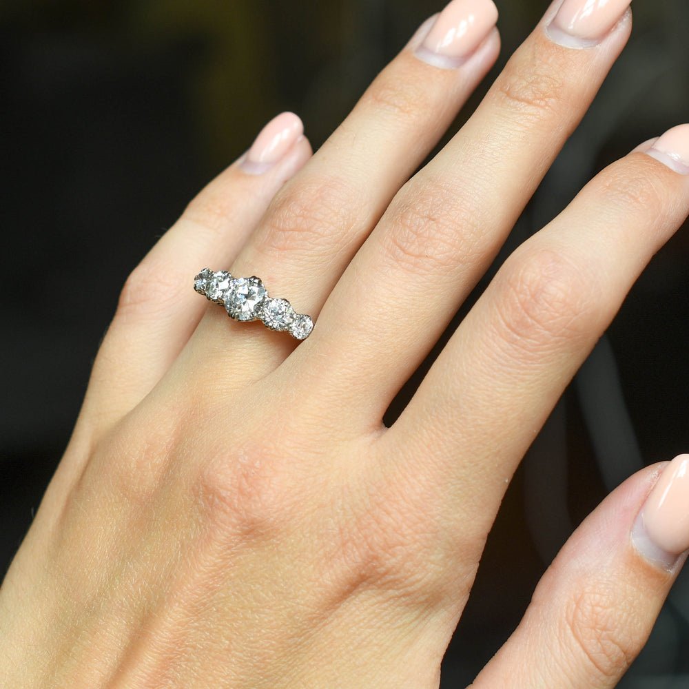 Art Deco 3.4ct Diamond 5-Stone Half-Hoop Ring