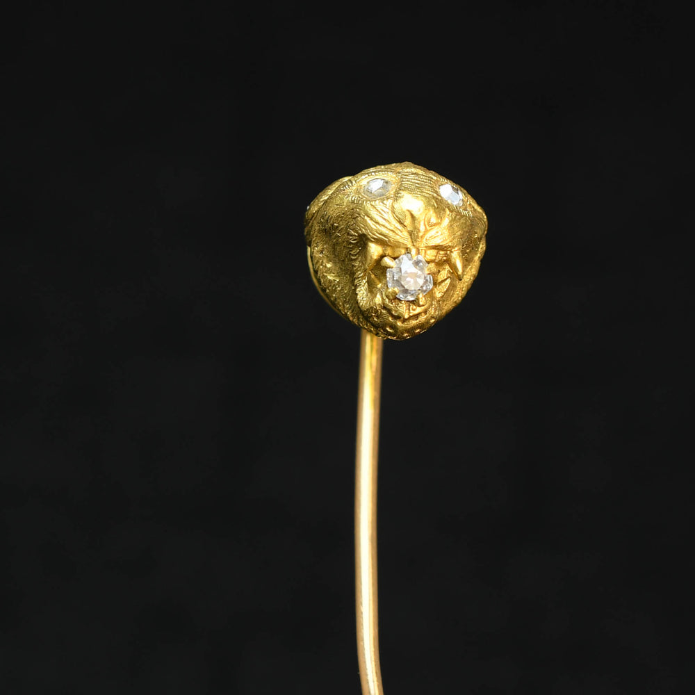 Antique Diamond Lion Stickpin by Tiffany & Co
