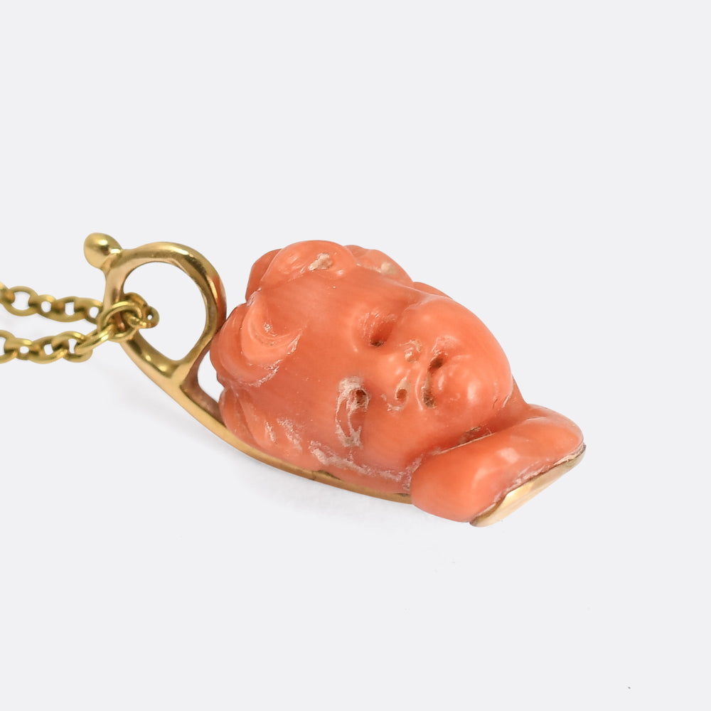 Georgian Coral Cherub Charm & Chain