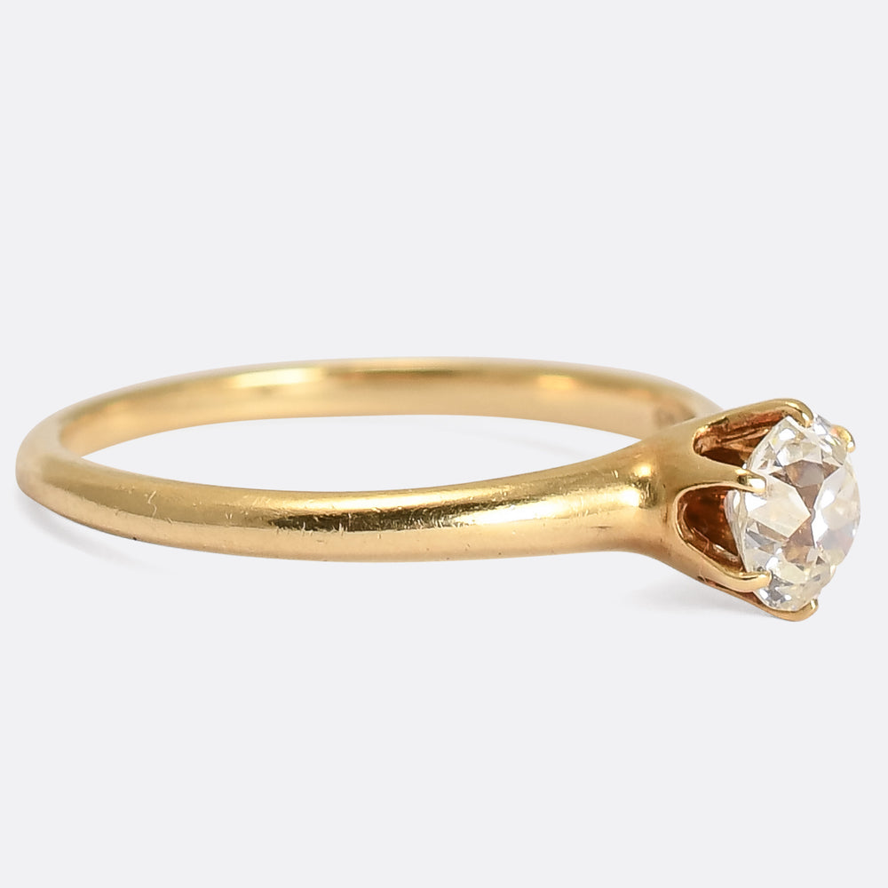 Late Victorian 0.50ct Old Mine Cut Diamond Solitaire Ring