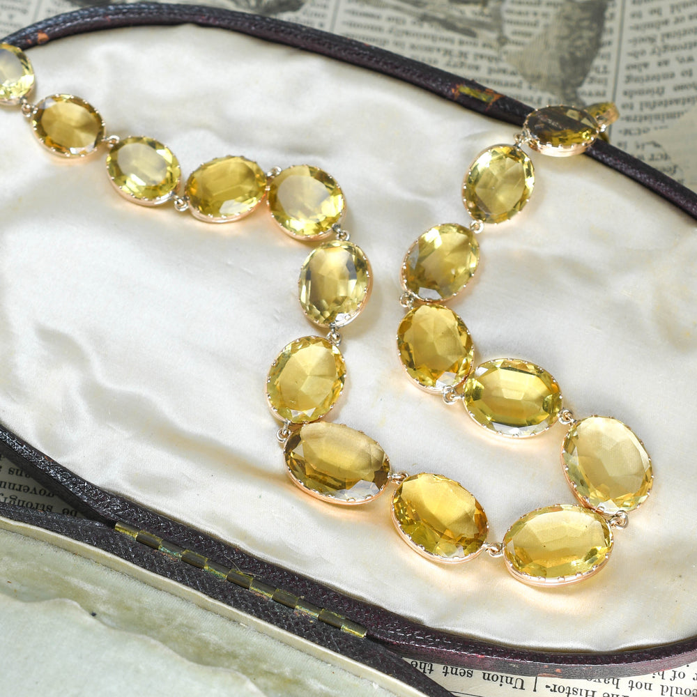Antique Boxed Gold Citrine Rivière Necklace